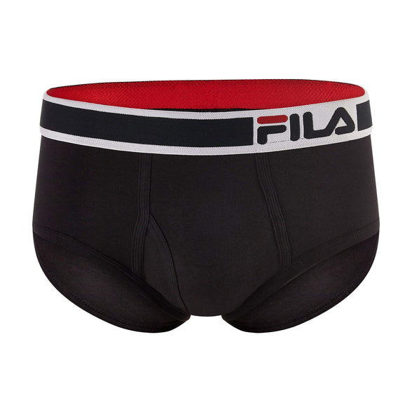 Fila Men's Regular Rise Brief Fly Front with Pouch, 4-Pack of Tagless Underwear Small