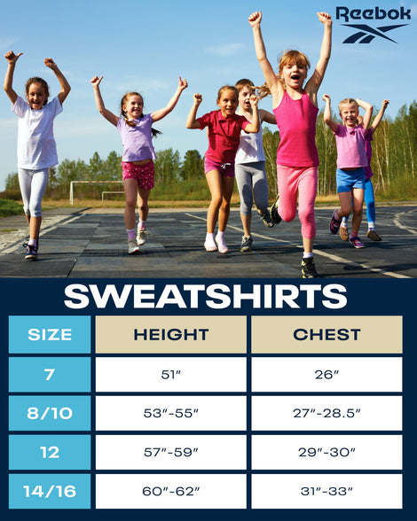 Reebok Girls’ Sweatshirt – Fleece Pullover Hoodie Sweatshirt - Casual Top - Fashion Hoodie Sweatshirt for Girls (7-16)
