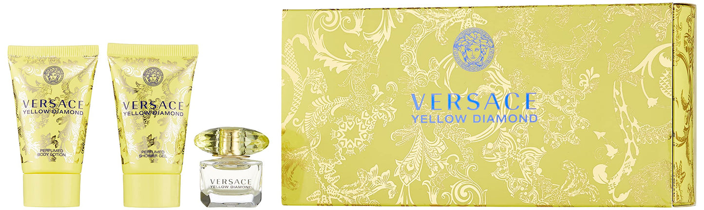 Versace Yellow Diamond 3 Pieces Mini Set For Women - 1 EDT 5 ml +25 ml Shower Gel +25 ml Body Lotion