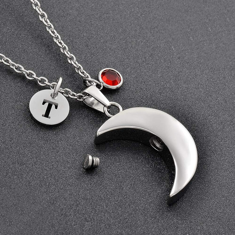 TIANZXS Men Accessories Vintage Design Stainless Steel Moon Cremation Urn Necklace Male Diy Charm Jewelry Pendant For Ashes