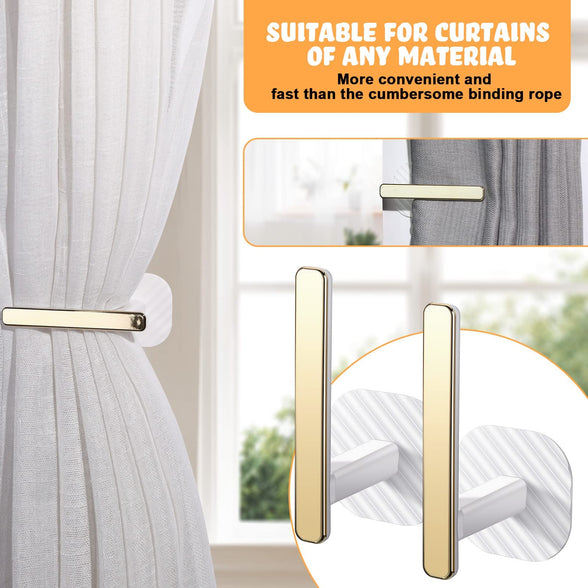 2 Pcs Curtain Holders Gold Curtain Holdbacks Self Adhesive Drapery Curtain Tiebacks L Shaped Curtain Hooks Nordic Style Window Treatment Holdbacks for Home Office Decorative Curtain Decor（White）