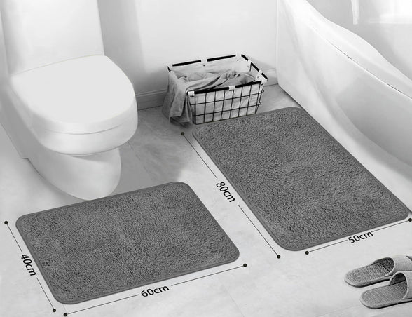 Ablieve Super Absorbent Non Slip Doormat Bathroom Rugs Mat, 40X60CM, Traps Mud and Moisture, Machine Washable Thick And Soft Bath Mat for Kitchen, Indoor and Outdoor, Grey