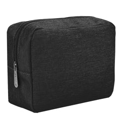E-Tree 9.8 inch Canvas Zippered Cosmetic Travel Bag, Makeup Carrying Case, Portable Daily Storage, Compliant Bag, Toiletry Carry Pouch Small Organizer, Black