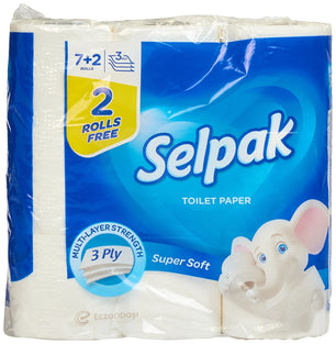 Selpak 3 Ply Toilet Paper 7+2 Rolls 140 Sheets