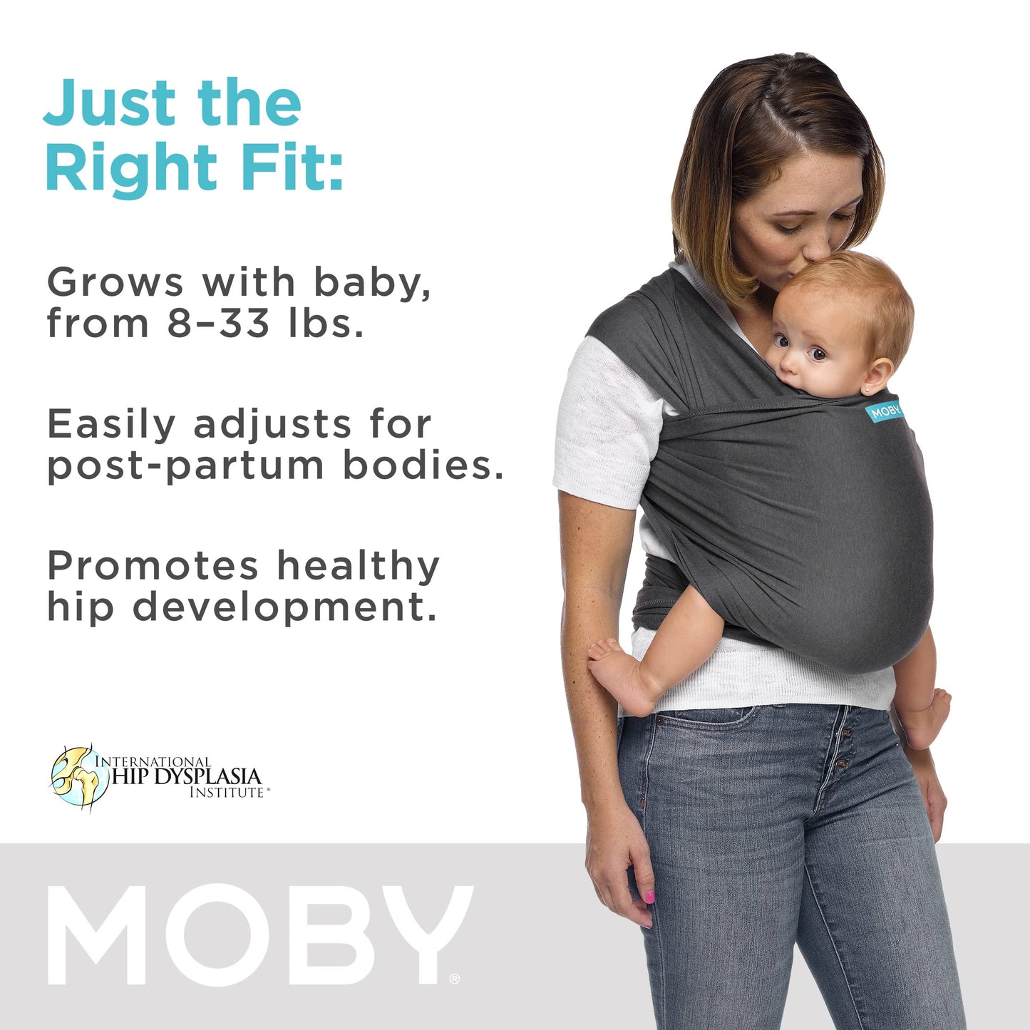 MOBY Evolution Baby Wrap Carrier for Newborn to Toddler, Baby Sling from Birth, One Size Fits All, Lighter Version of MOBY Classic Wrap, Breathable Stretchy Wrap, Unisex