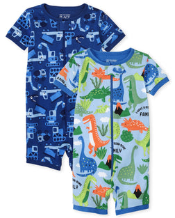 The Children's Place baby-boys B DINO STR 2PK Baby and Toddler Sleepers (pack of 2) 9-12 M