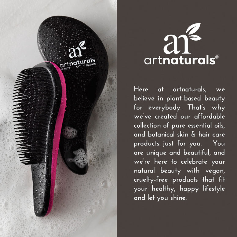 Art Naturals Detangling Hair Brush Set (Pink & Black) - glide the Detangler through Tangled hair - Best Brush/Comb for Women & Men - best for Thick and Curly Hair – Pain Free