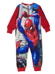 Marvel Spiderman Ultimate Kids Boys Fleece All in One Pyjamas Avengers Sleepsuit Onezee 2-3 Years