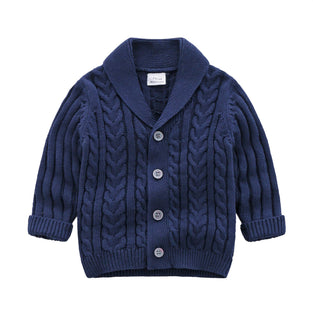 Feidoog Infant Baby Boys Cardigan Crochet Sweater V-Neck，Toddler Knit Button up Knitted Pattern Pullover Sweatshirt 6-12M