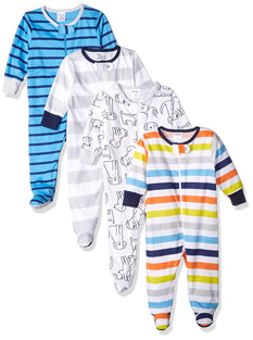 Onesies Brand Baby Boys 4-Pack Sleep 'N Play Footie Baby and Toddler Sleepers 3-6 months