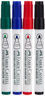 Faber-Castell Whiteboard Marker Bullet Set Of 4Pc + Duster, ASSORTED, 1587D