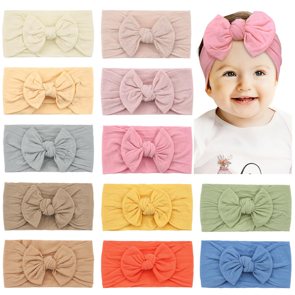 CELLOT 12 Colors Super Stretchy Soft Knot Baby Girl Headbands with Hair Bows Head Wrap For Newborn Baby Girls Infant Toddlers Tye Dye