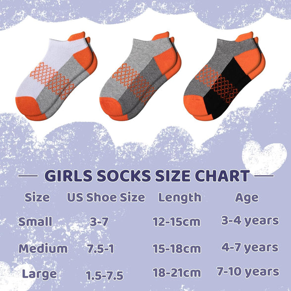 Comfoex 12 Pairs Girls Socks Ankle Athletic Socks 4-6 8-10 6-8 Years Old Socks Short Socks With Cushioned Sole