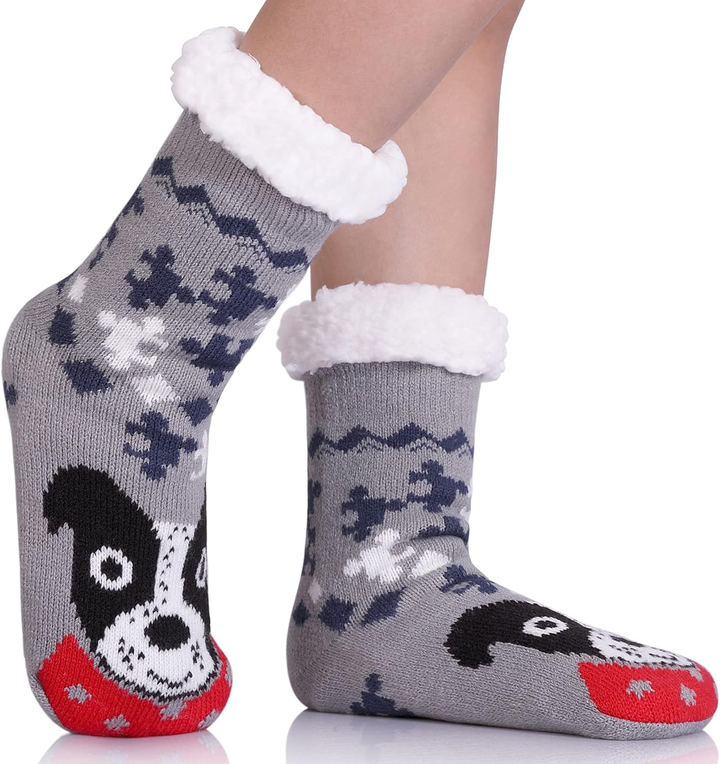 FNOVCO Kids Slipper Socks Boys Girls Fuzzy Soft Thick Cozy Warm Fleece lined Winter Indoor Christmas Socks