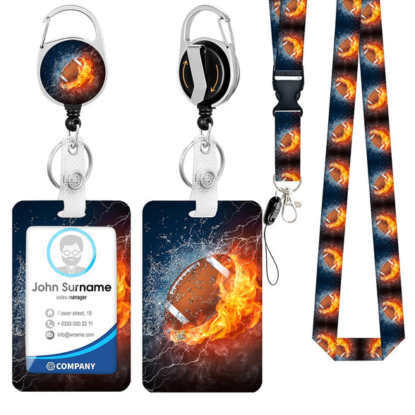 ID Badge Holder with Lanyard, Retractable Badge Reel with Swivel Belt Clip,  Detachable Lanyard Name Card Tag Vertical ID Protector Badge Reel for