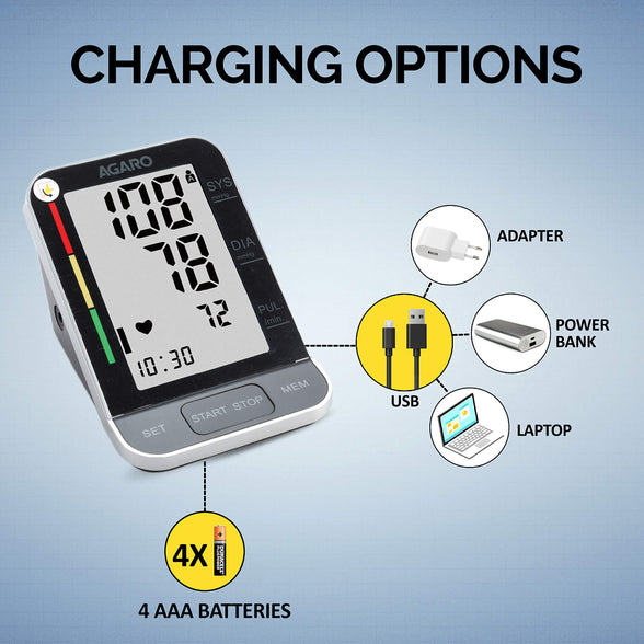 AGARO Automatic Digital Blood Pressure Monitor, BP-801, 240 Memory, Talk function, Batteries Included