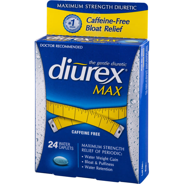 Diurex Max Water Caplets Caffeine Free - 24 Caplets, Pack of 2