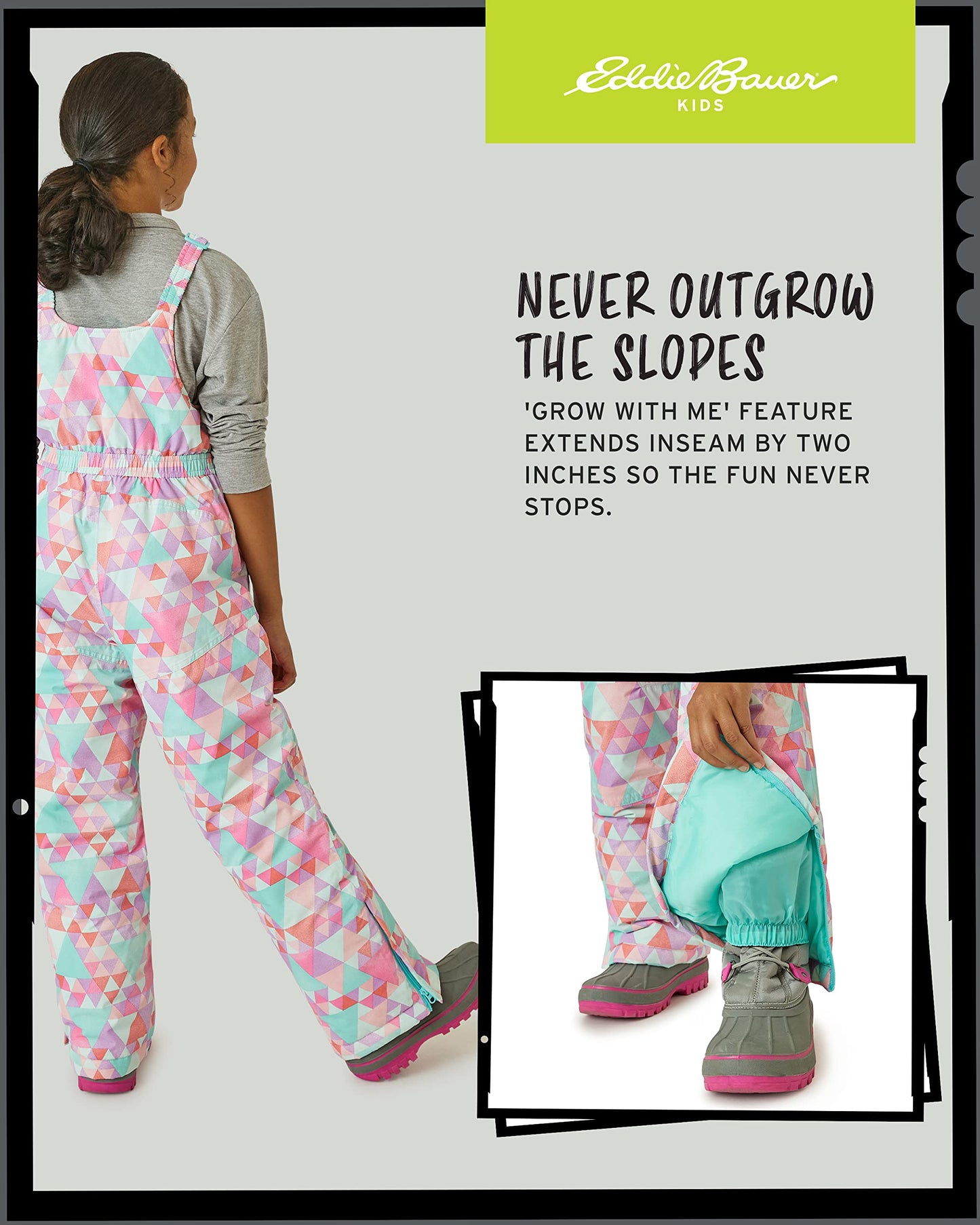 Eddie Bauer Kids' Snow Bib - Insulated Waterproof Snow Ski Pant Overalls For Boys And Girls Size 3-4
