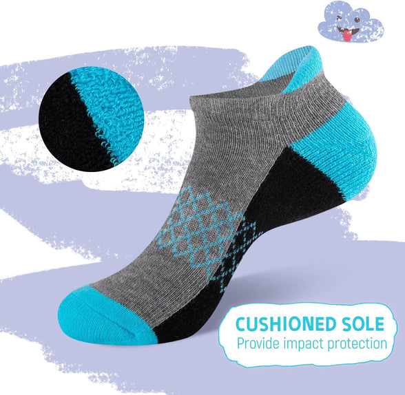 Comfoex 12 Pairs Girls Socks Ankle Athletic Socks 4-6 8-10 6-8 Years Old Socks Short Socks With Cushioned Sole