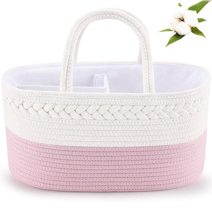 ABenkle Baby Diaper Caddy Organizer, Nursery Baby Girl Gifts Bag, Baby Basket for Diapers and Wipes, Gift Basket for Baby Shower Newborn Essentials Must Haves, Registry for Baby - Pink