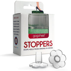 GoGoHeel STOPPERS Heel Protectors - Stops Sinking into Grass, Clear, Small (9-11 mm)