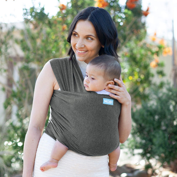 MOBY Evolution Baby Wrap Carrier for Newborn to Toddler, Baby Sling from Birth, One Size Fits All, Lighter Version of MOBY Classic Wrap, Breathable Stretchy Wrap, Unisex