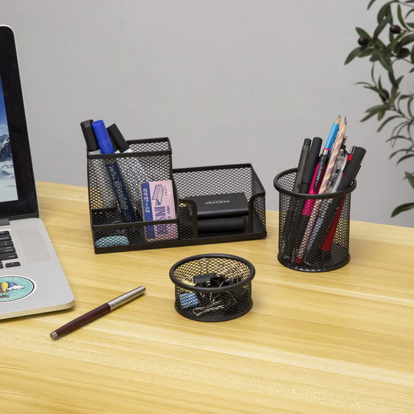 Desk Organizers Set with Pen Holder, Metal Mesh Pencil Holder for Office Desk Storage and Organise, Desk Drawer Organiser for Small Stationeries