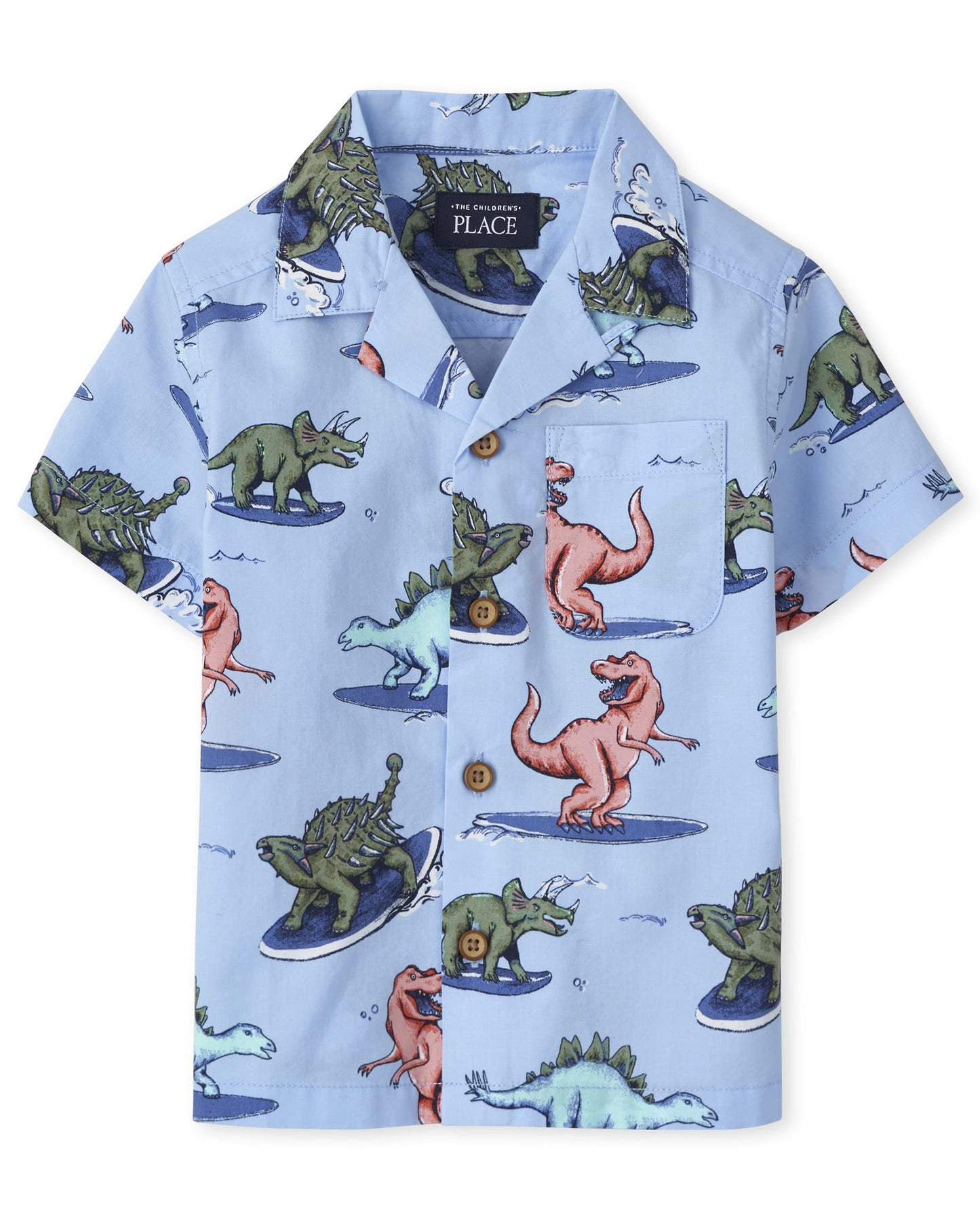 The Children's Place Boys SS TROP DINO Button Down Shirt (pack of 1)