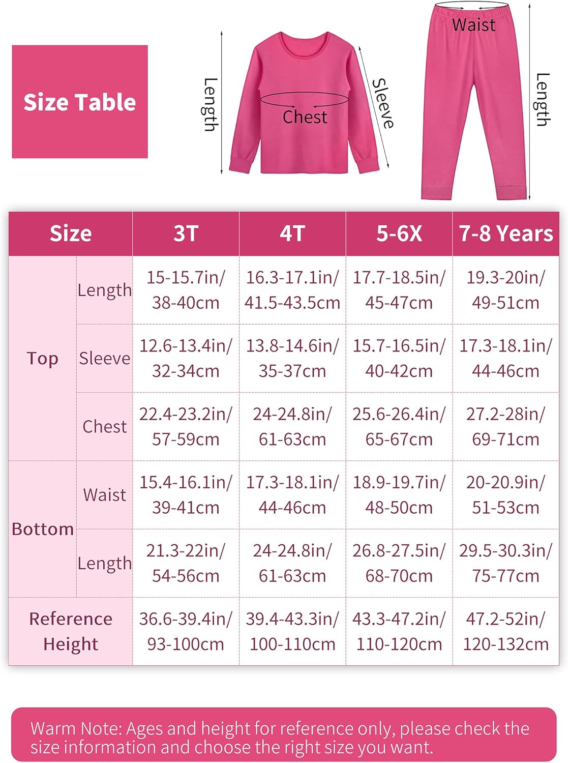 Resinta 6 Pieces Cotton Girls' Thermal Underwear Set Girls’ Top and Long Johns Winter Base Layer Top & Bottom, 3 Set