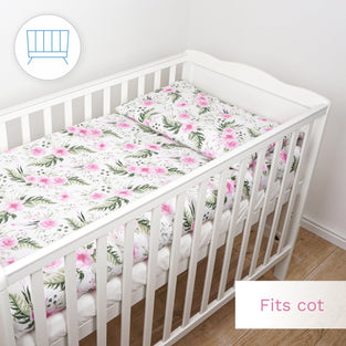 2 Piece Baby Kids Bedding Set 120x90cm Duvet Cover & Pillowcase for Toddler Cot (Rose Pink)