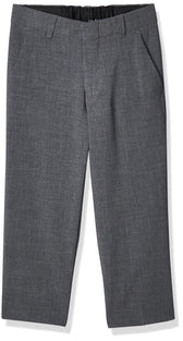 Calvin Klein Boys' Flat-Front Bi-Stretch Dress Pant, Straight Leg Fit & Hemmed Bottom, Belt Loops & Functional Front Pockets Size 5