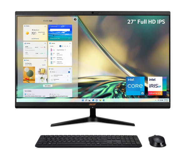 Acer Aspire C27-1700-UR11 AIO Desktop | 27" Full HD IPS Display | 12th Gen Intel Core i5-1235U | Intel Iris Xe Graphics | 8GB DDR4 | 512GB NVMe M.2 SSD | Intel Wireless Wi-Fi 6 | Windows 11 Home