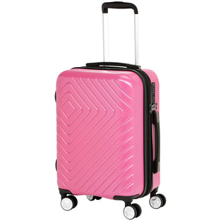 Metro Muscat Basics Geometric Expandable Spinner Luggage with Built-In TSA Lock (Material: Polycarbonate), 20 Inch - Pink