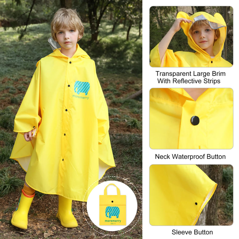 AIWUHE Kids Rain Poncho Cartoon Raincoat Jacket Cute Rain Coat Toddler Boys Girls Rain Cape Light Waterproof Hoodie Outwear, for 1-3 Y