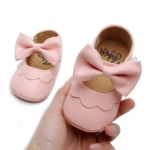 HONGTEYA Infant Baby Girls Mary Jane Flats Non Slip for Toddler First Walkers Soft Sole PU Leather Crib Shoes Sneaker Wedding Party Christmas Princess Dress Shoes Baby Moccasins Girls, for 6 Months baby