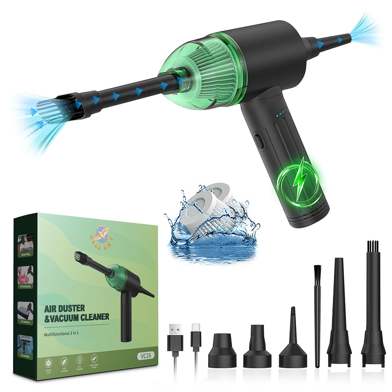 SELL SKY Cordless Air Duster & Vacuum Clean 4 in 1(12 kPa, 3 Speed, Battery 7500 mAh Fast Charge)