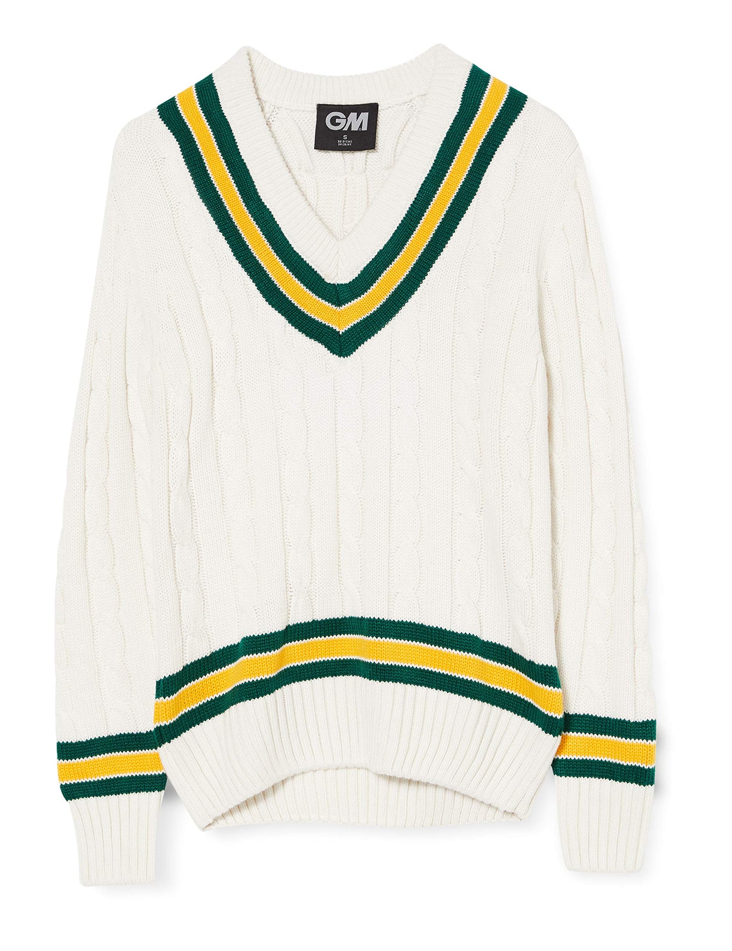 GM Cricket Sweater Green/Yellow Small Boys