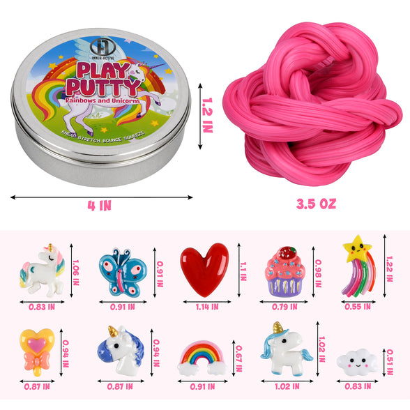 INNER-ACTIVE Play Putty Therapy Putty for Kids with Charms Rainbow and Unicorns Theraputty Soft Resistance, Increase Fine Motor Skills and Finger Strength, Occupational Therapy Sensory Toy