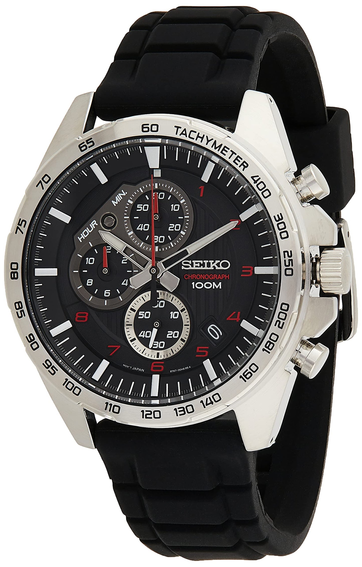 SEIKO Men's SSB325 Analog Display Japanese Quartz Black Watch, White, White, Chronograph