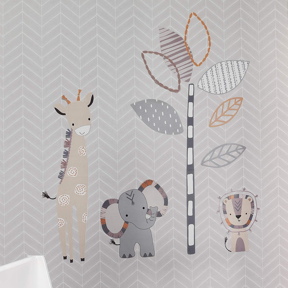 Lambs & Ivy Jungle Safari Grey/Tan Elephant/Giraffe Nursery Wall Decals/Stickers