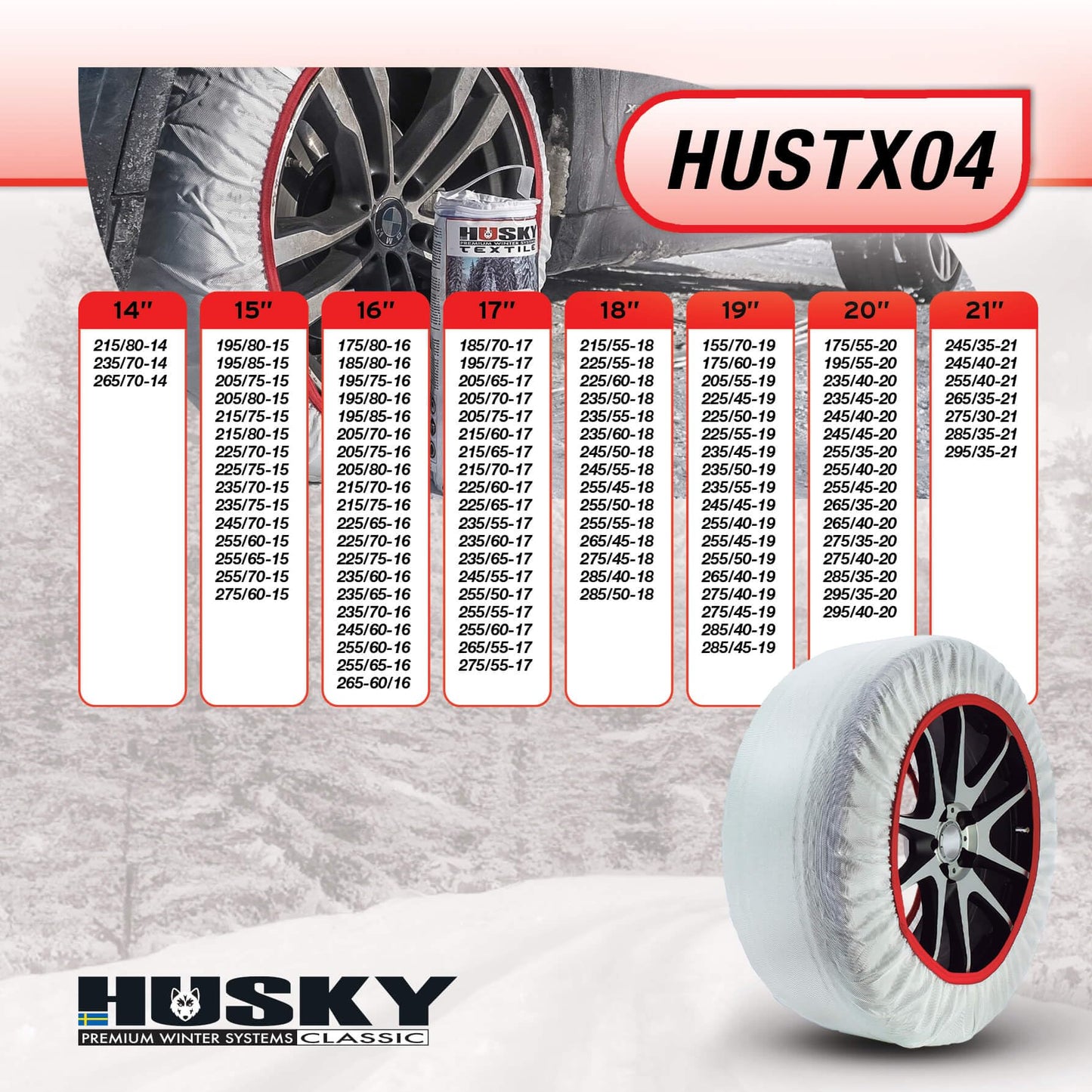 Husky HUSTX04 Snow Chains, White, XL