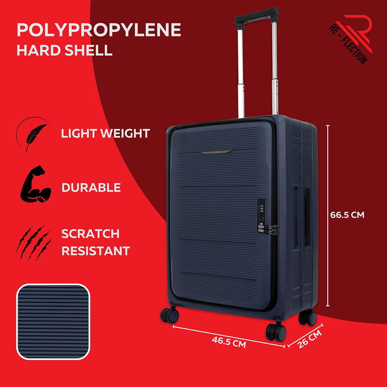 Re-flection Collapsible 24 Inch Trolley Luggage Bag, Polypropylene Plastic Body, Portable Design, Ergonomically Designed Soft Handles, 2 Level Adjustable Handle,