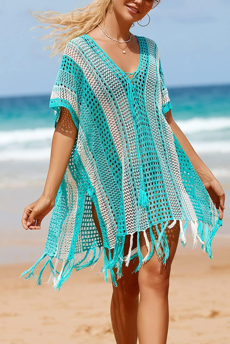 YouKD Summer Bohemian Tunic Tops Beachwear Biniki Cover Up Robes Crochet Tshirts for Women