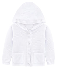 Lilax Baby Boys' Hooded Cardigan, Soft Knit Ribbed Button Closure Sweater 6-9M