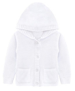 Lilax Baby Boys' Hooded Cardigan, Soft Knit Ribbed Button Closure Sweater 6-9M