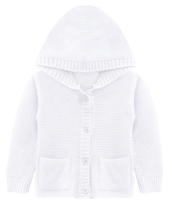 Lilax Baby Boys' Hooded Cardigan, Soft Knit Ribbed Button Closure Sweater 6-9M