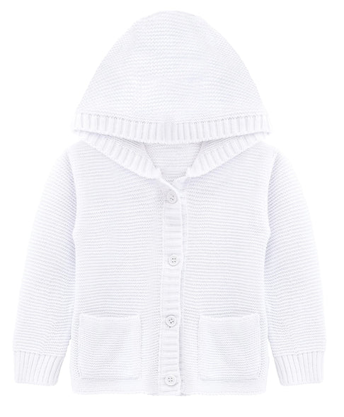 Lilax Baby Boys' Hooded Cardigan, Soft Knit Ribbed Button Closure Sweater 6-9M