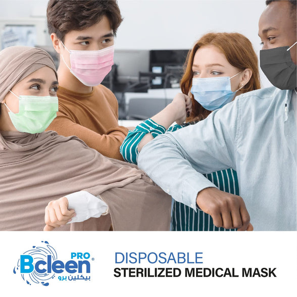 Bcleen® 3 Ply Sterile Disposable Medical Mask For Adults, 50 Pieces - Orange