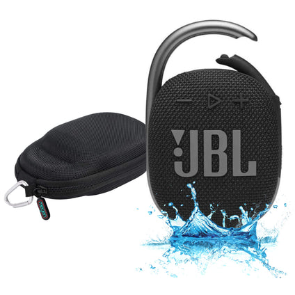 JBL Clip 4 Waterproof Portable Bluetooth Speaker Bundle with Megen Protective Hardshell Case (Black)