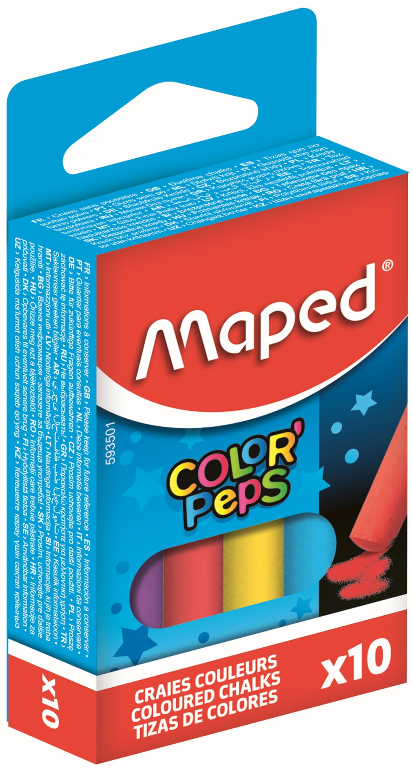 Maped Colour Peps M593501 Chalk Pack of 10 Round Assorted Colours